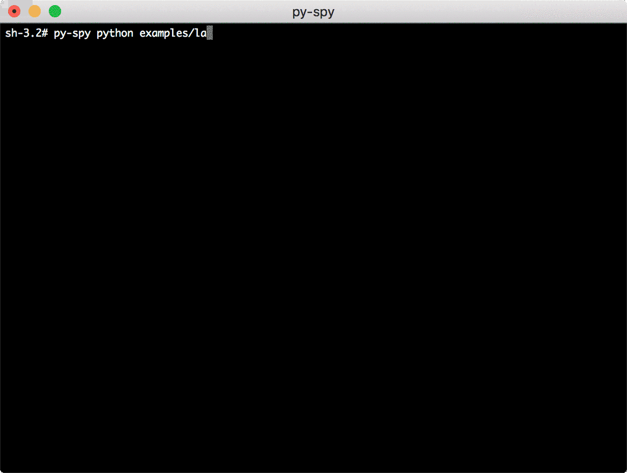 py-spy top collects real-time statistics for a running process